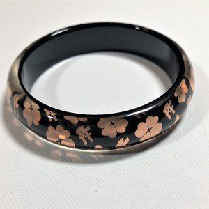 Follie Follie Black Acrylic Resin Shamrock Bangle